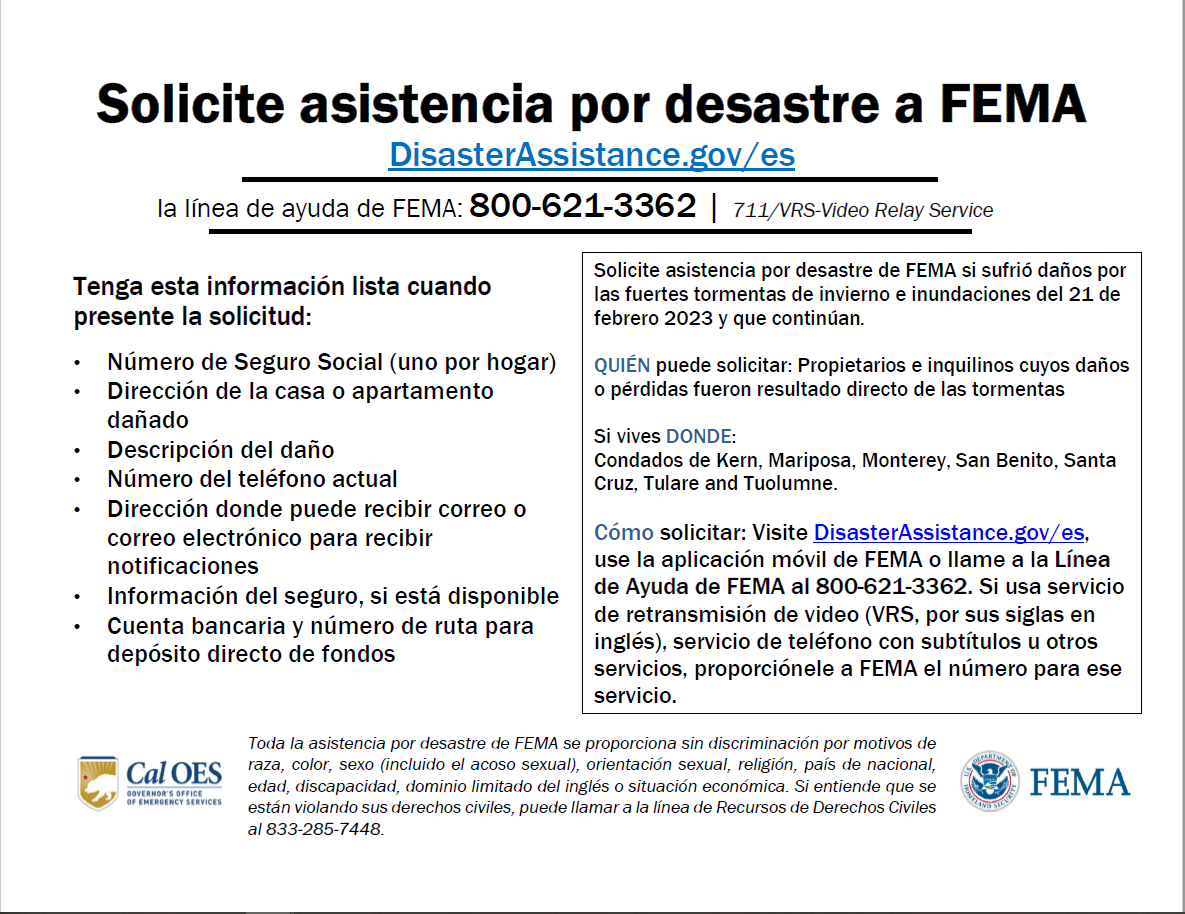 FEMA Assistance Spanish