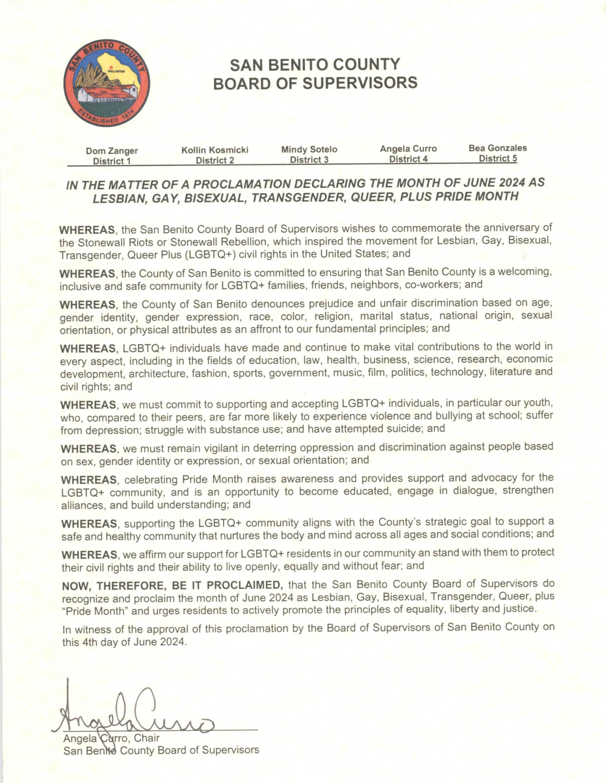 2024 June as Pride Month Proclamation